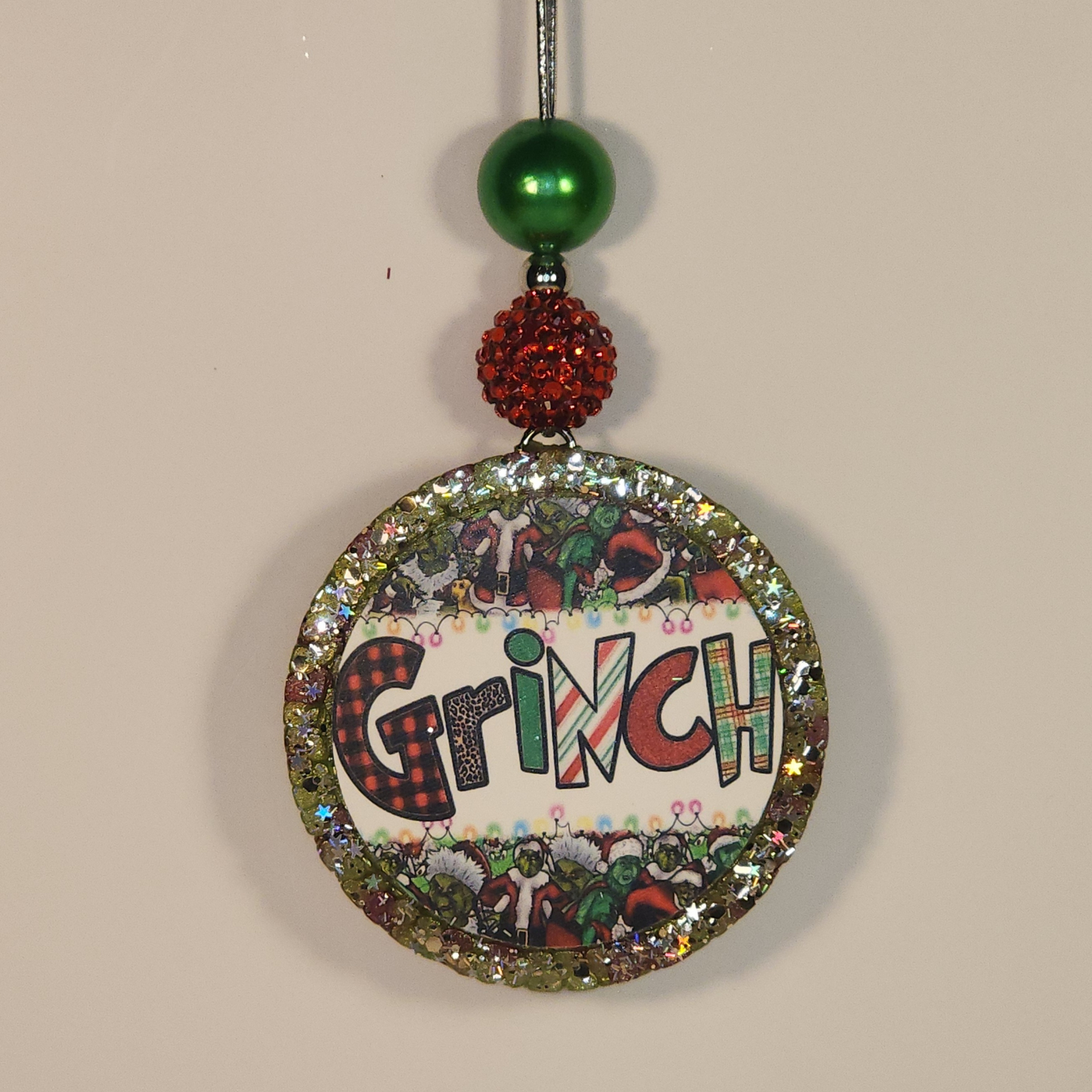 Red and Green Round Grinch Car Freshie