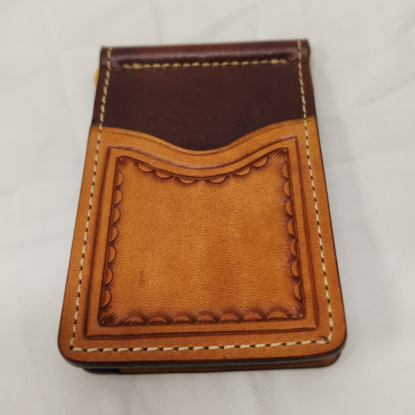 Tooled Money Clip with Outside Card Pockets