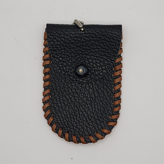 Lip Balm Holder - Black Pebble Grain Leather